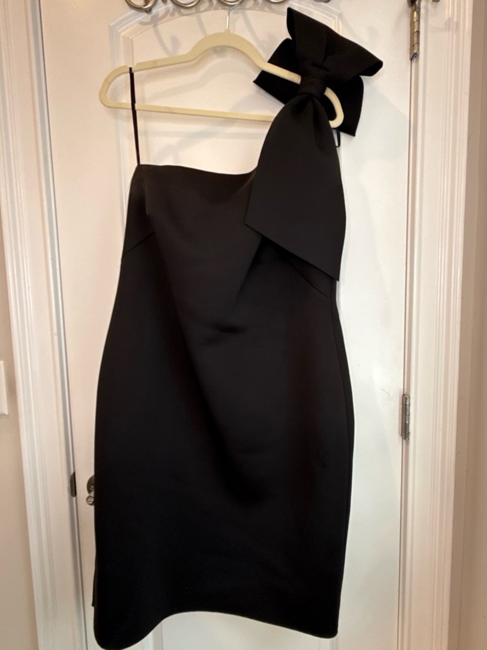 Eliza J Black One-Shoulder Dress with Oversized Bow